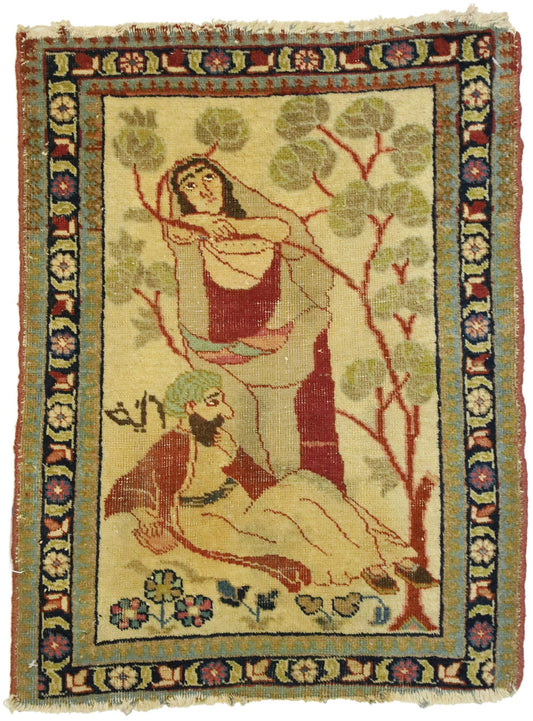 2 x 2 Antique Persian Tabriz Rug 71536