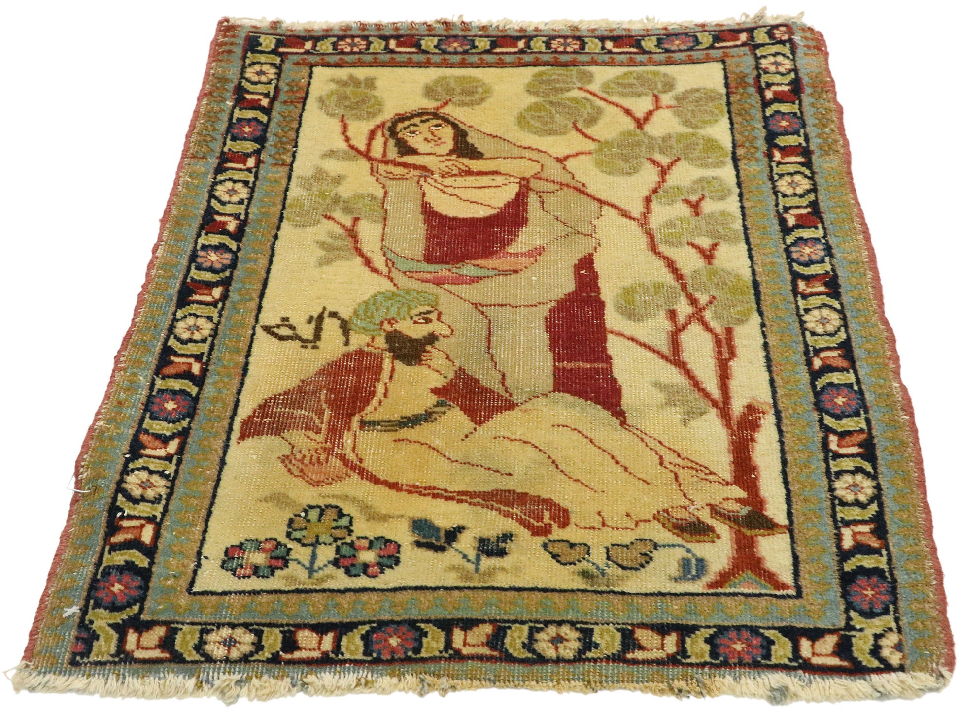 2 x 2 Antique Persian Tabriz Rug 71536