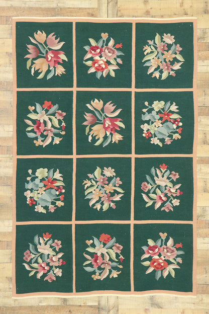 6 x 9 Vintage Chinese Floral Kilim Rug 72078