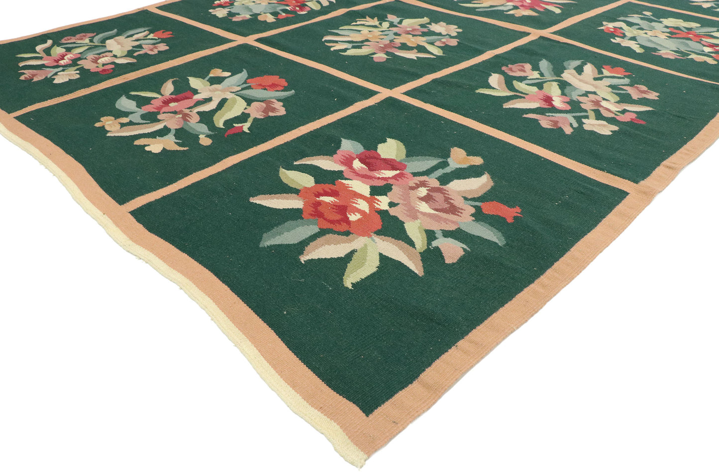 6 x 9 Vintage Chinese Floral Kilim Rug 72078