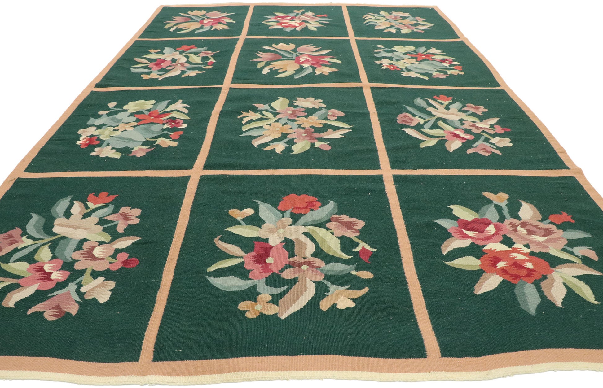 6 x 9 Vintage Chinese Floral Kilim Rug 72078