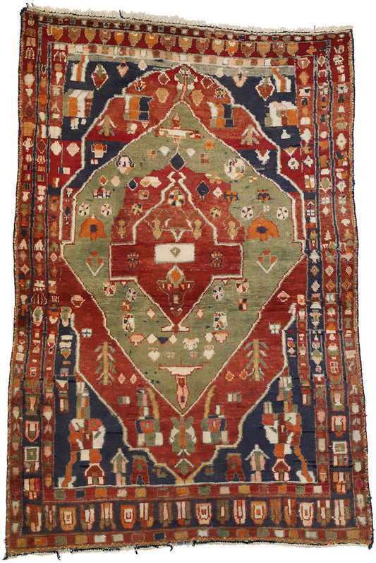 5 x 7 Vintage Persian Bakhtiari Rug 72097