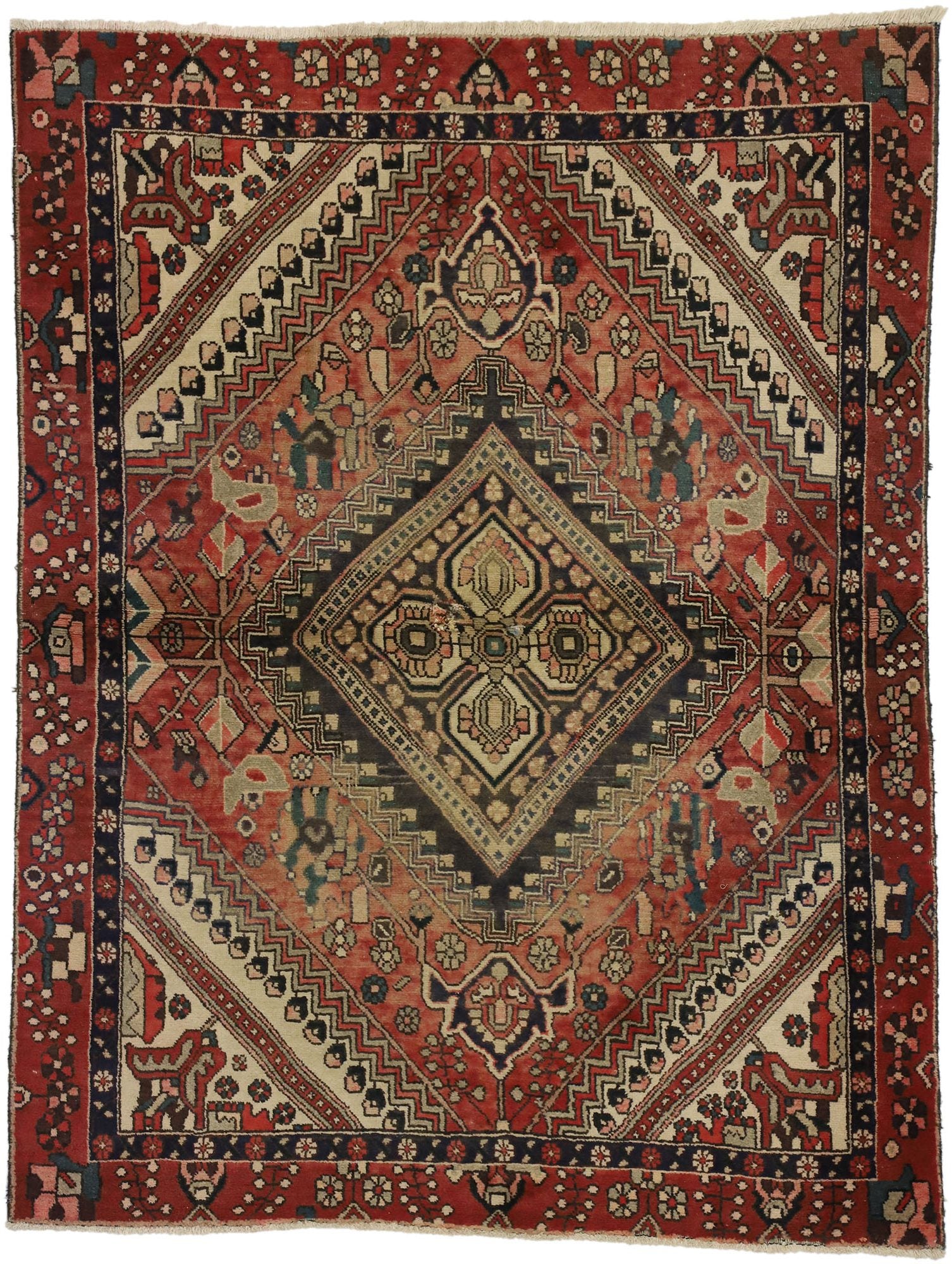 5 x 6 Vintage Persian Shiraz Rug 72118