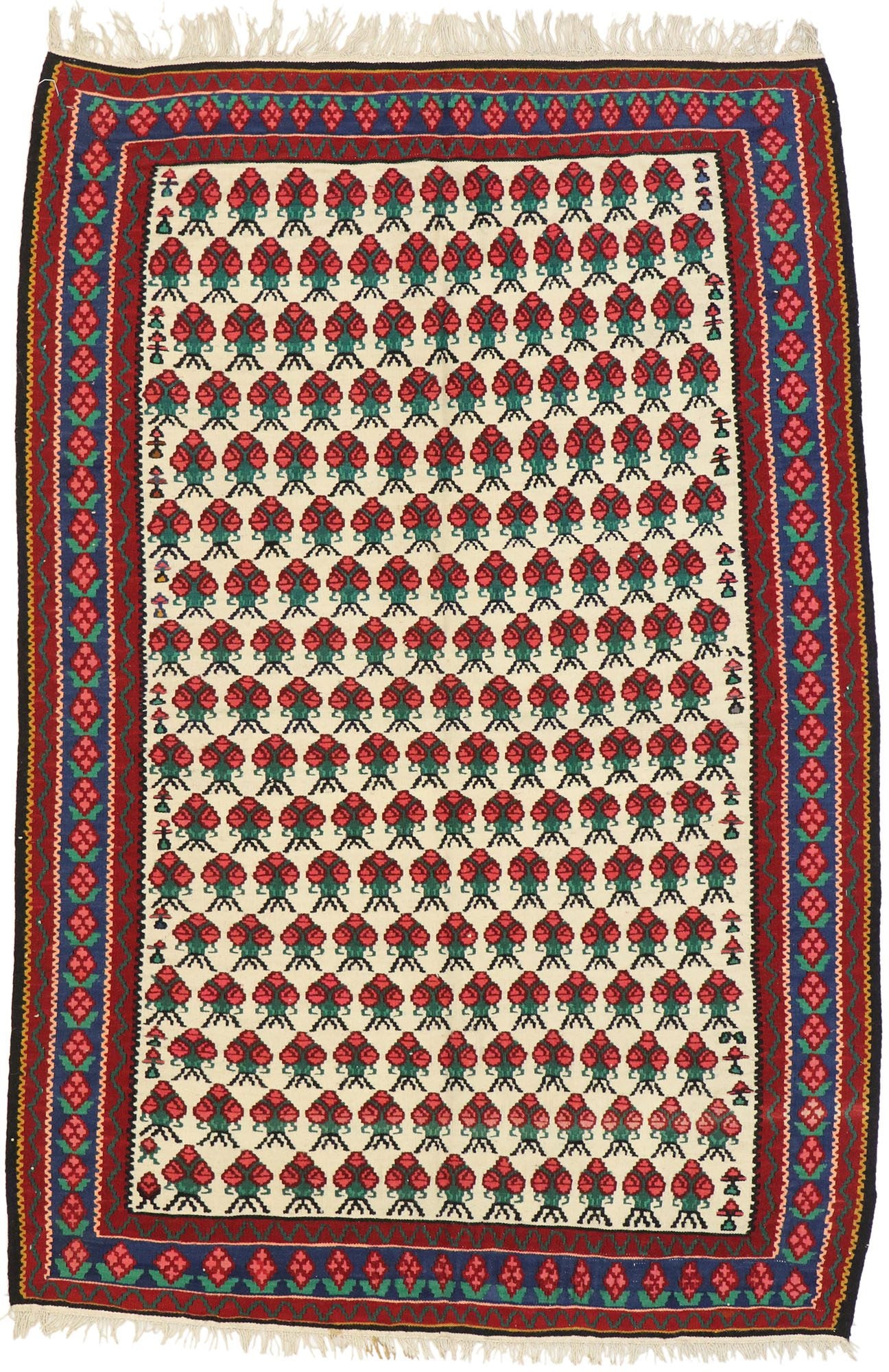 3 x 5 Vintage Persian Floral Kilim Rug 72143