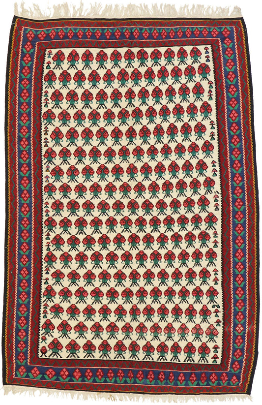 3 x 5 Vintage Persian Floral Kilim Rug 72143