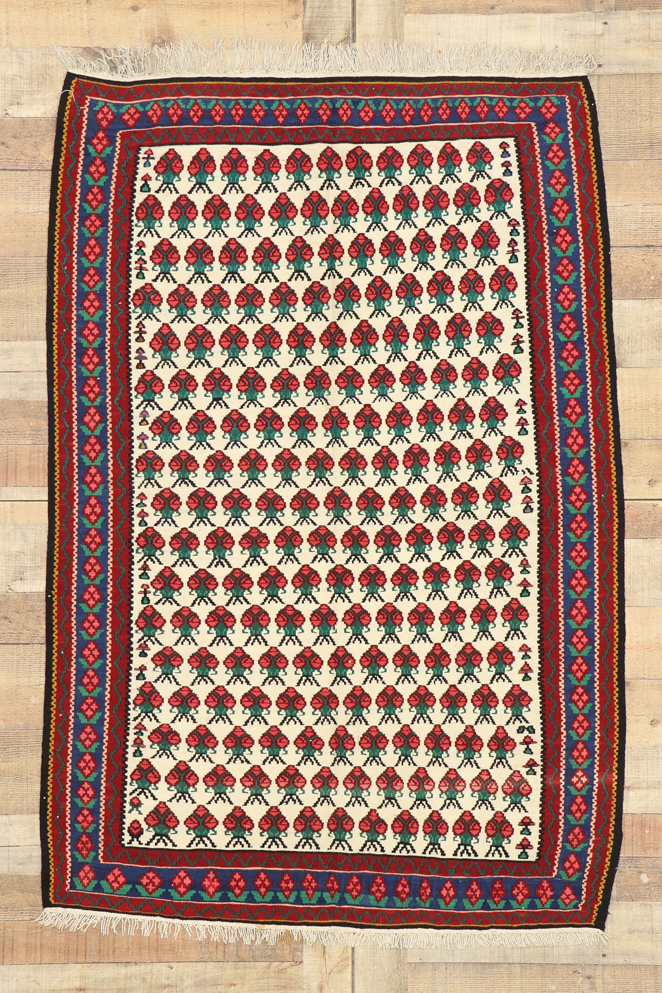 3 x 5 Vintage Persian Floral Kilim Rug 72143