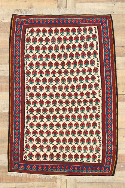 3 x 5 Vintage Persian Floral Kilim Rug 72143
