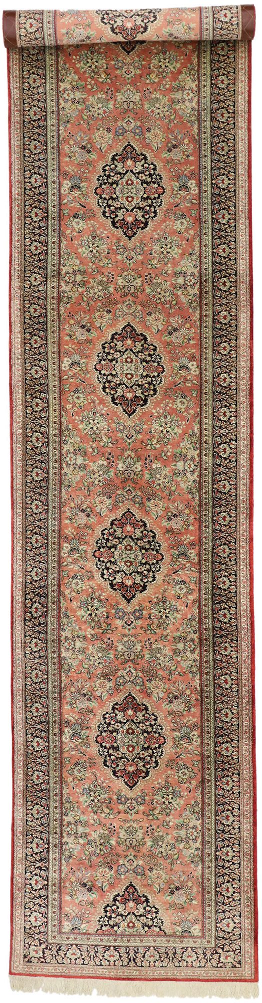 3 x 13 Vintage Persian Silk Qum Rug 72165