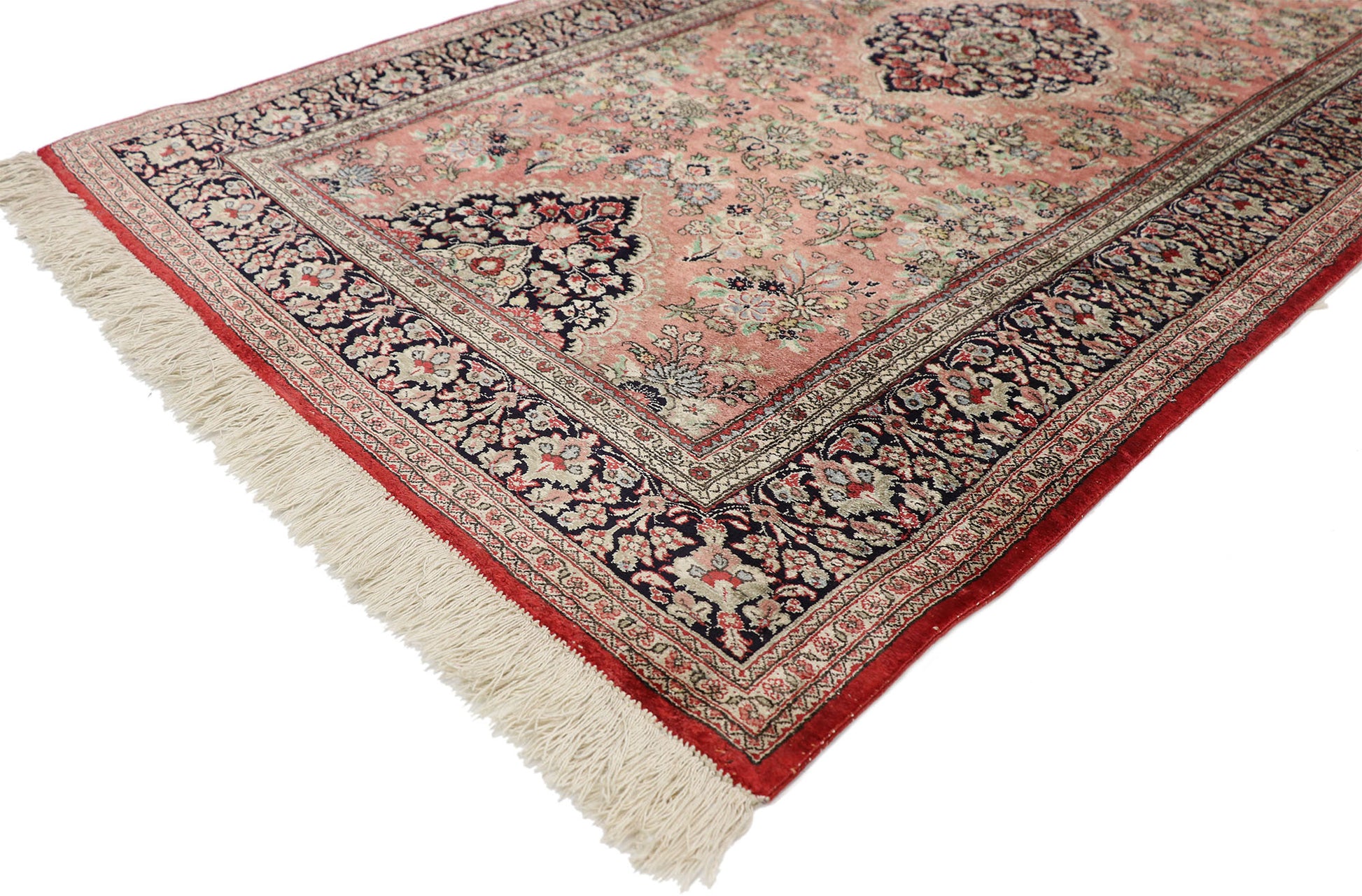 3 x 13 Vintage Persian Silk Qum Rug 72165