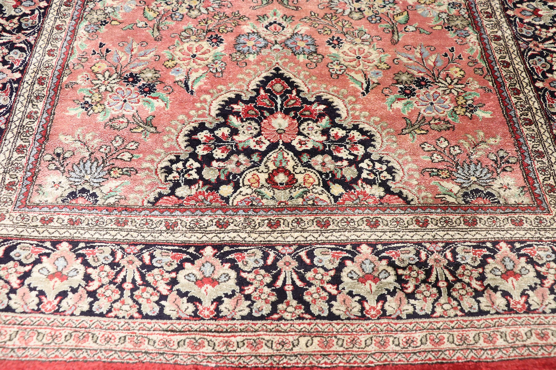 3 x 13 Vintage Persian Silk Qum Rug 72165