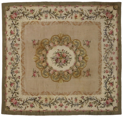 12 x 13 Antique Spanish Savonnerie Square Rug 72167