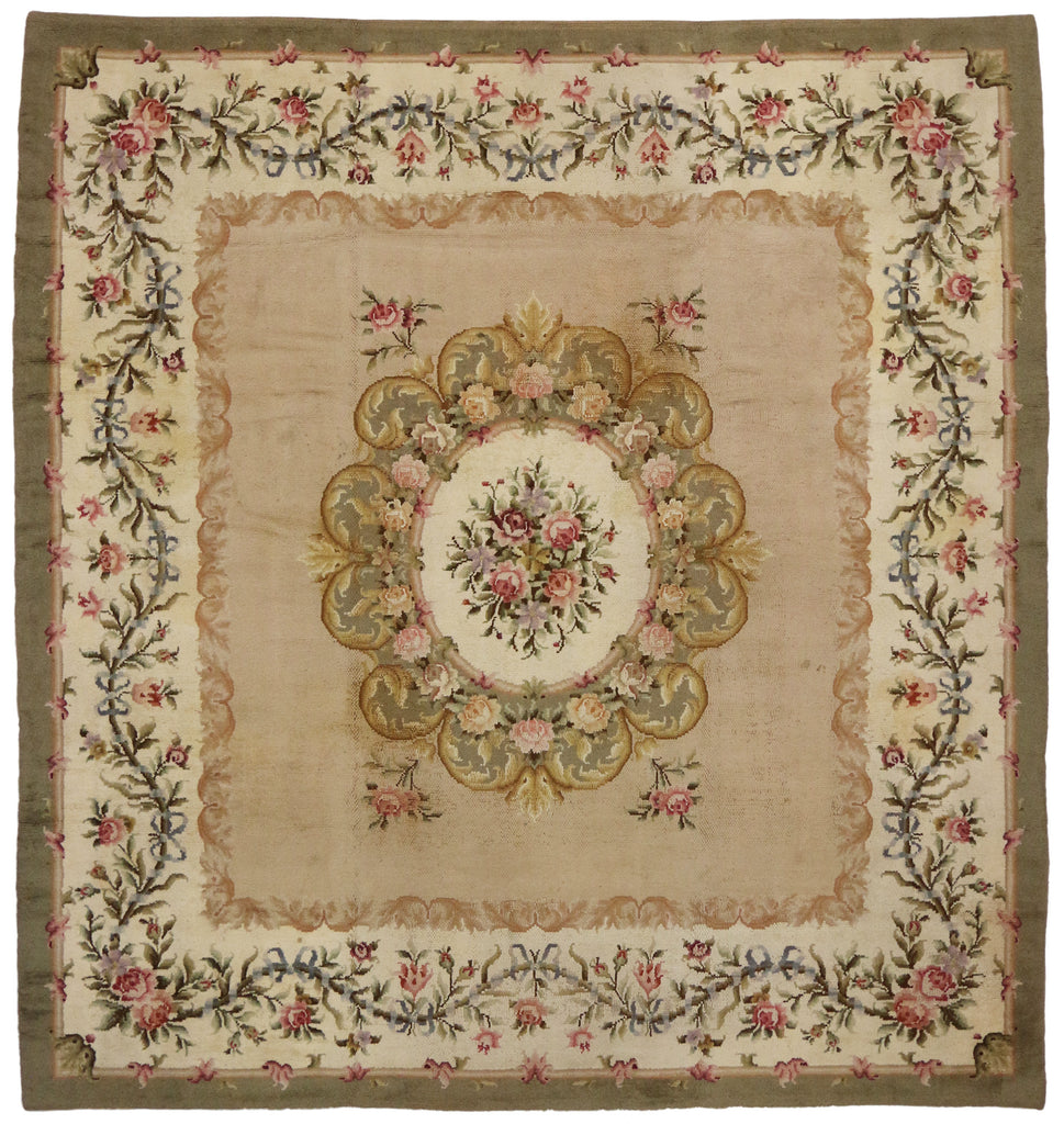 12 x 13 Antique Spanish Savonnerie Square Rug 72167