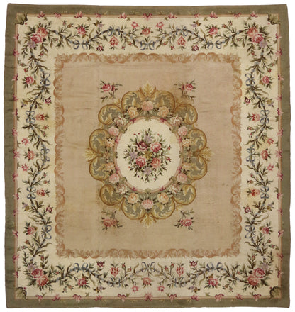12 x 13 Antique Spanish Savonnerie Square Rug 72167