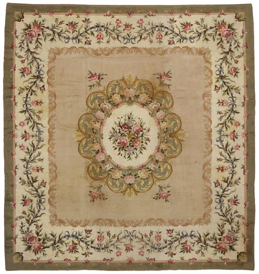 12 x 13 Antique Spanish Savonnerie Square Rug 72167