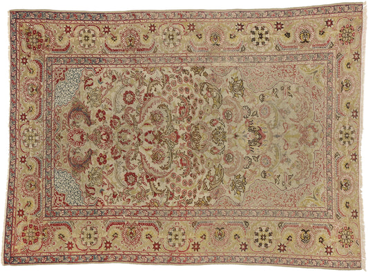 4 x 6 Distressed Antique Turkish Hereke Rug 72175