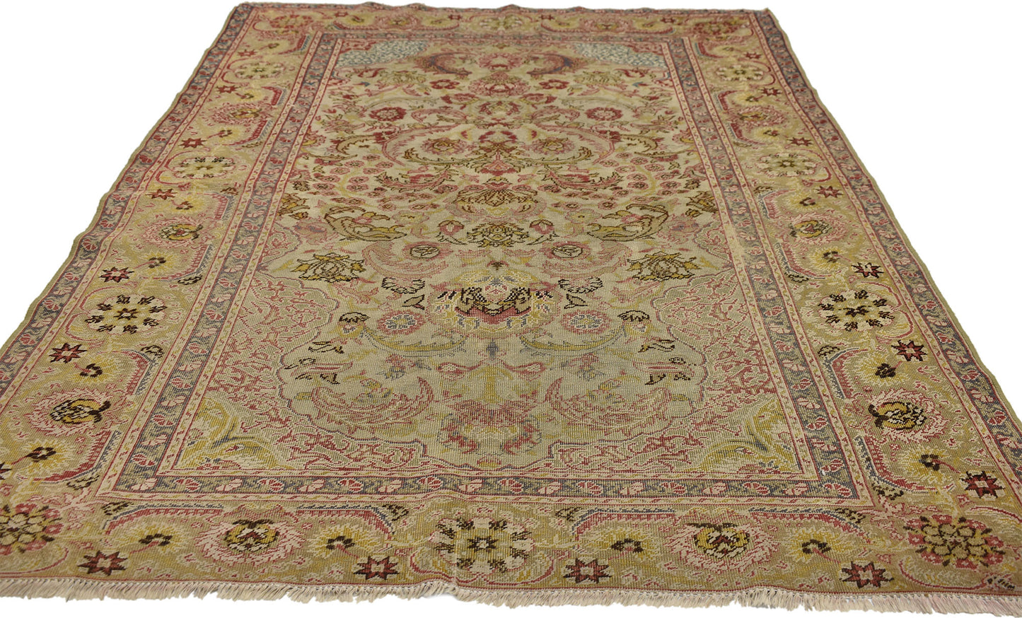 4 x 6 Distressed Antique Turkish Hereke Rug 72175