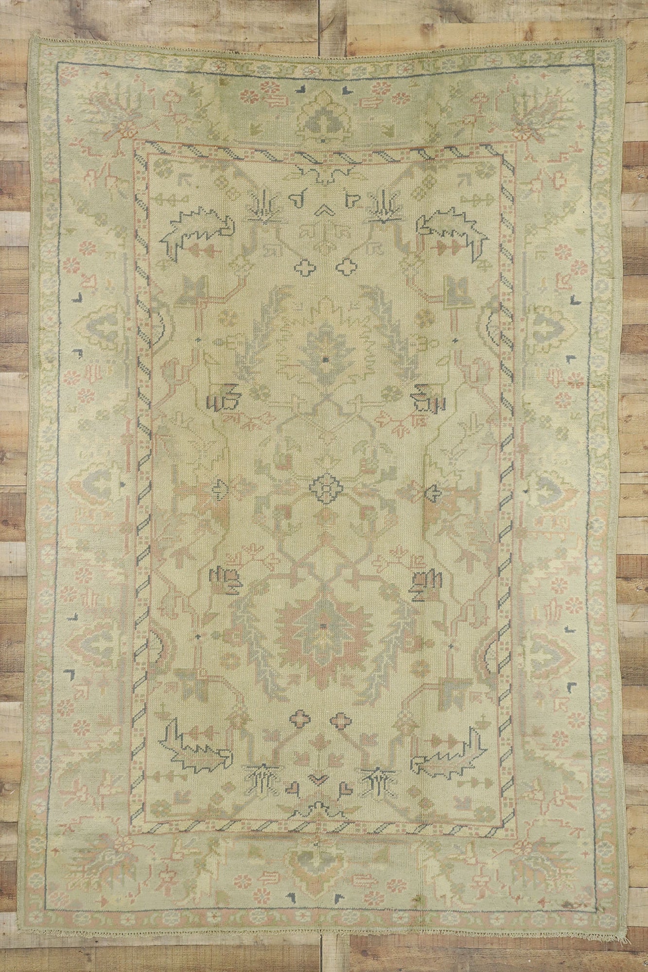 7 x 10 Vintage Turkish Oushak Rug 72193