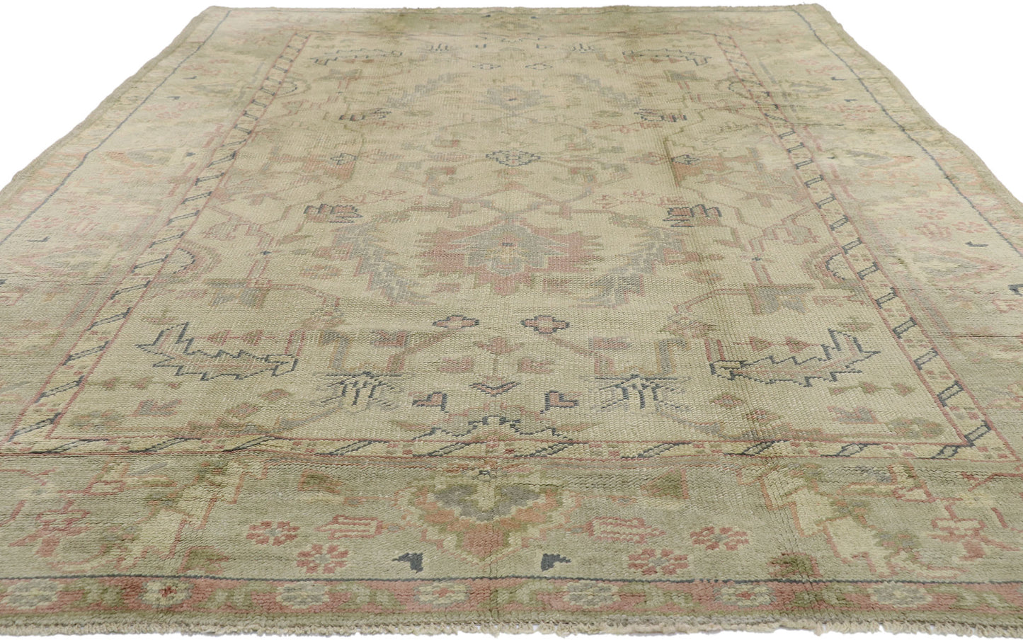 7 x 10 Vintage Turkish Oushak Rug 72193
