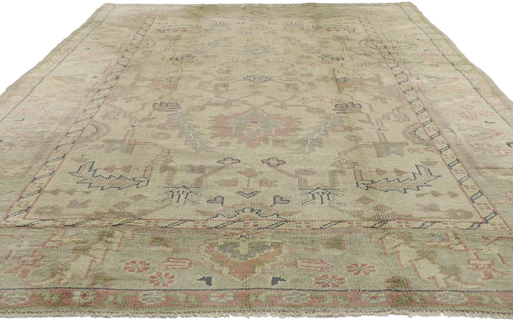 7 x 10 Vintage Turkish Oushak Rug 72193