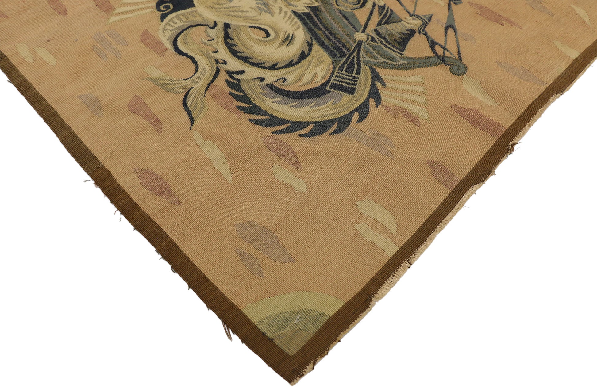 3 x 3 Antique Aubusson Rug Tapestry 72244