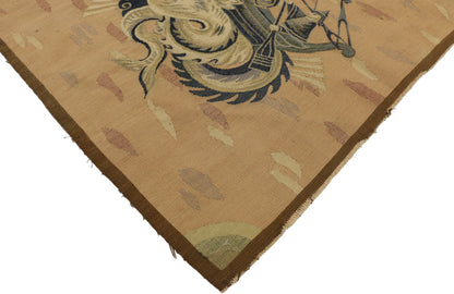 3 x 3 Antique Aubusson Rug Tapestry 72244
