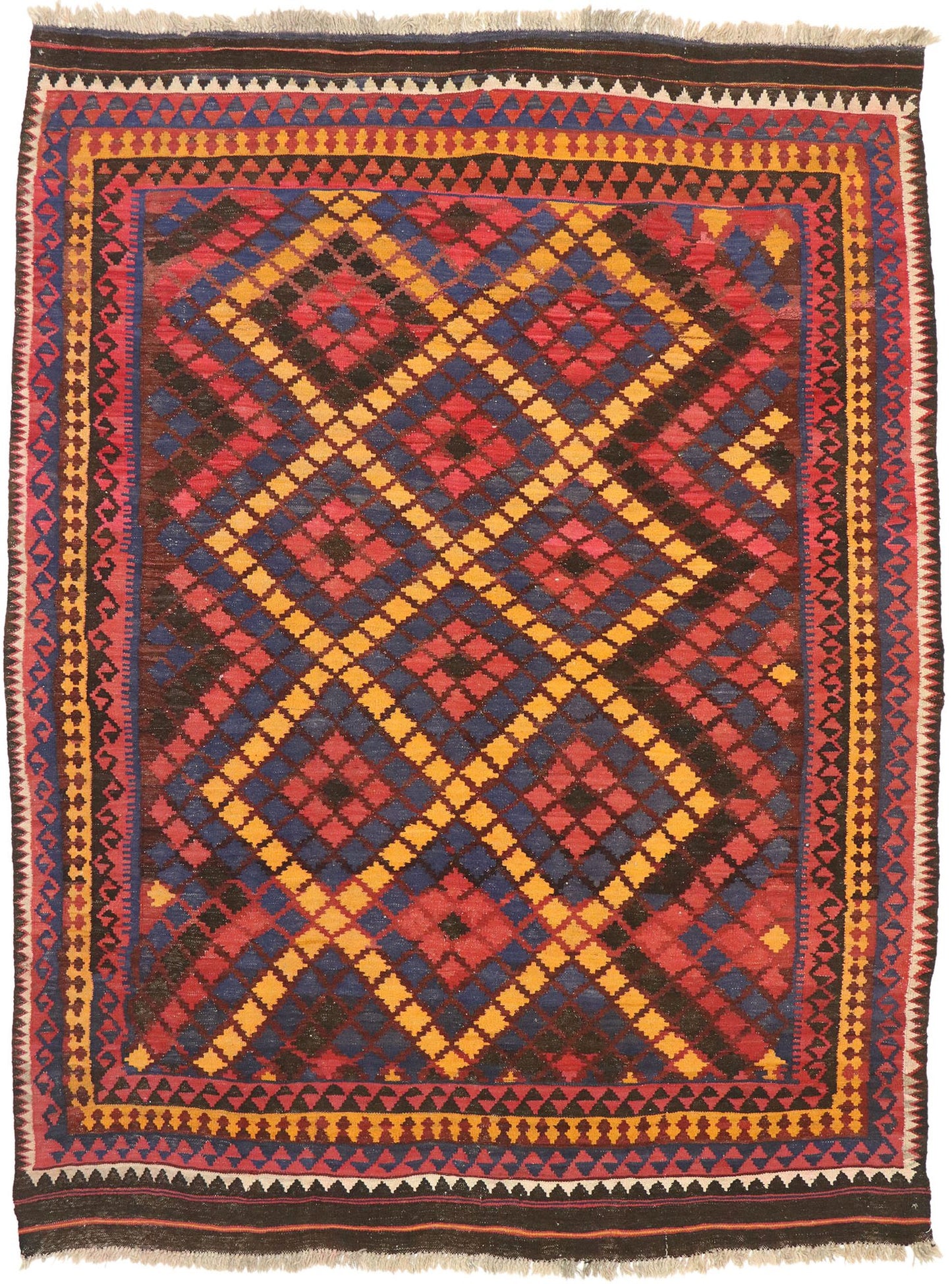 7 x 9 Vintage Maimana Kilim Rug 72255