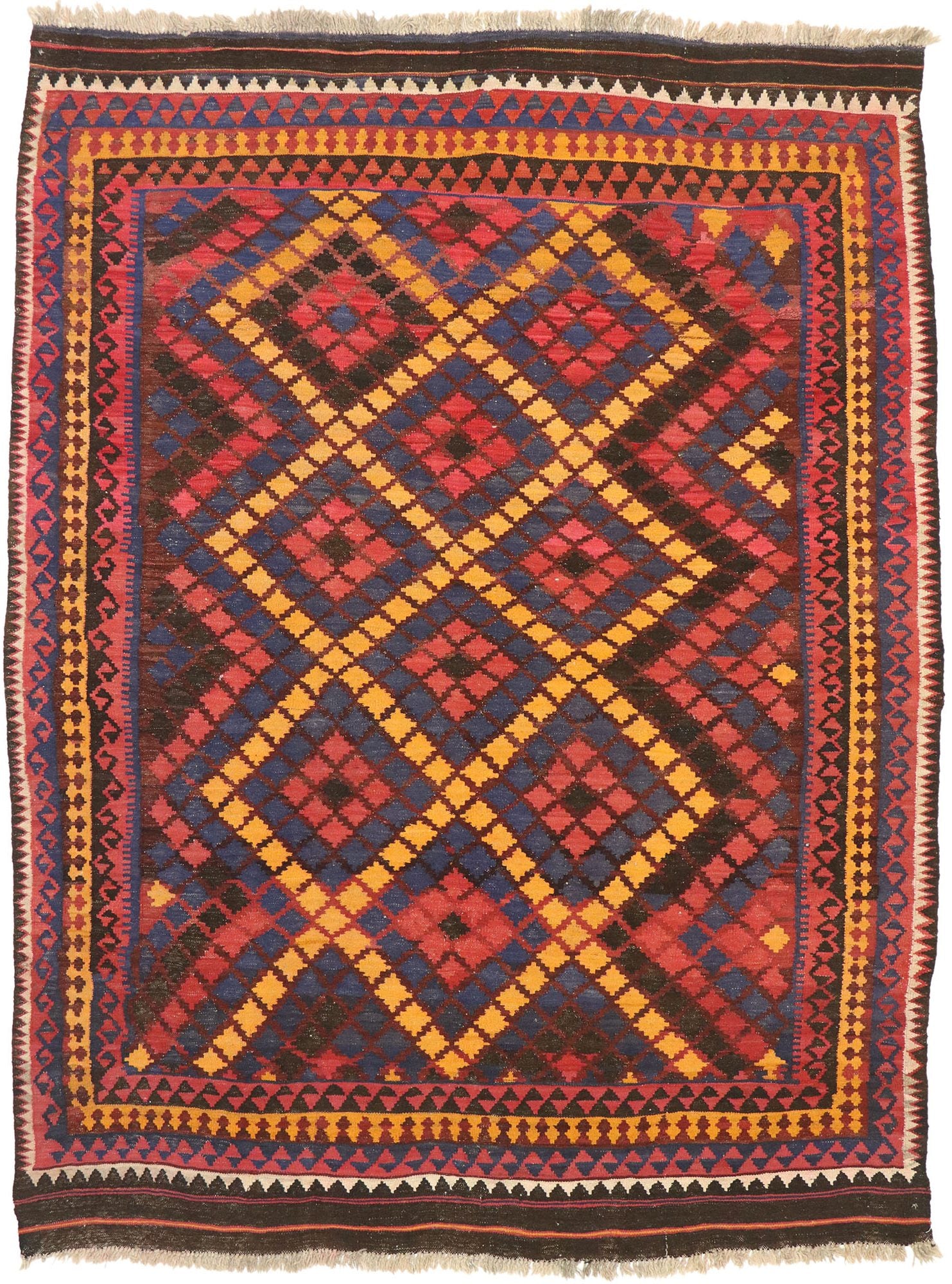7 x 9 Vintage Maimana Kilim Rug 72255