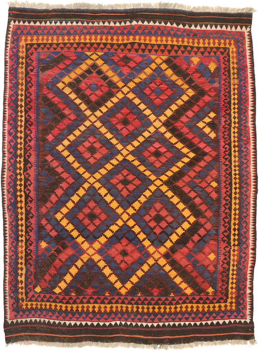 7 x 9 Vintage Maimana Kilim Rug 72255