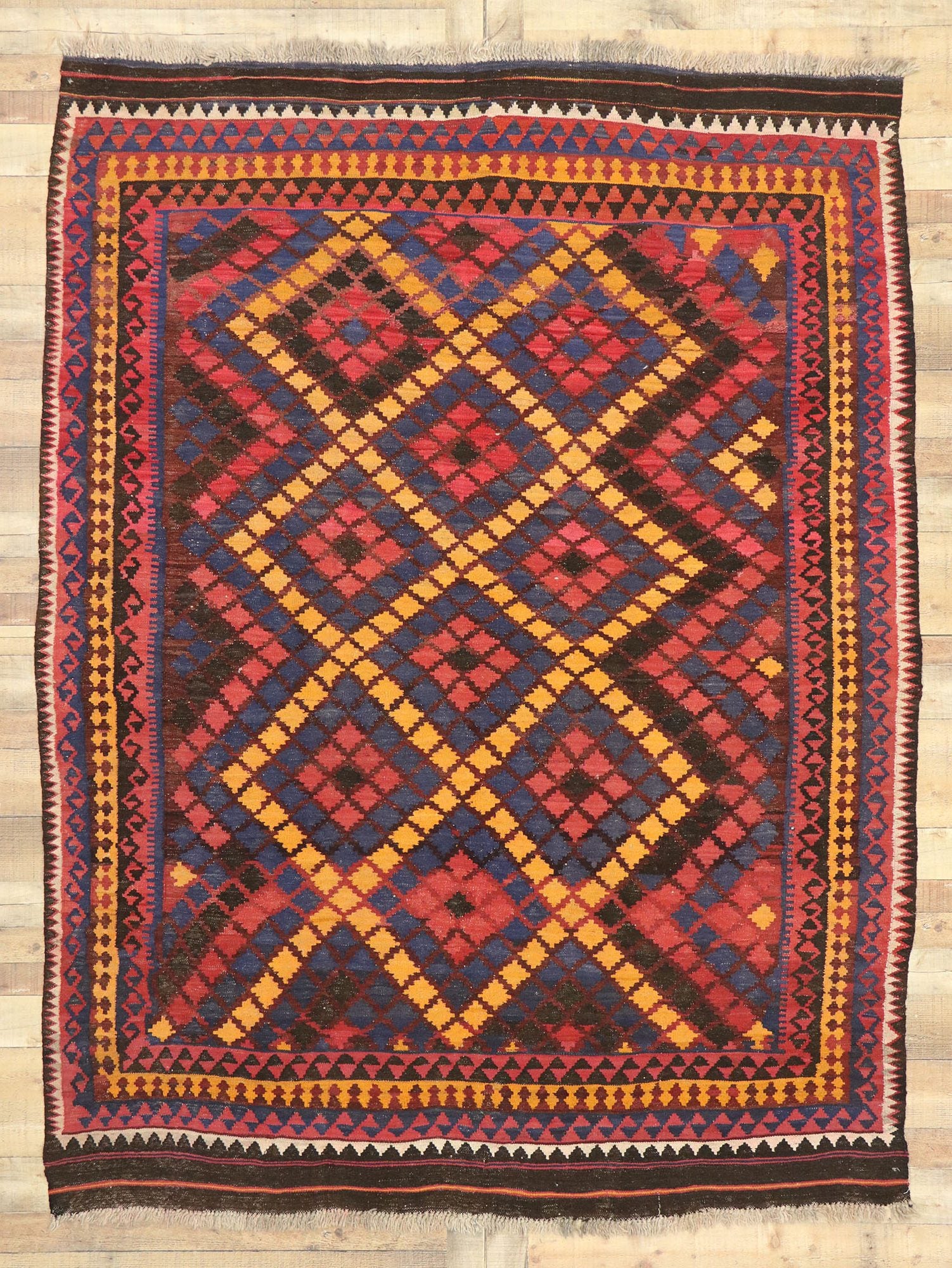 7 x 9 Vintage Maimana Kilim Rug 72255