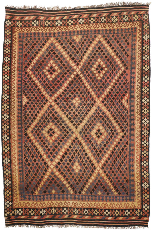 10 x 14 Vintage Afghan Maimana Kilim Rug 72258