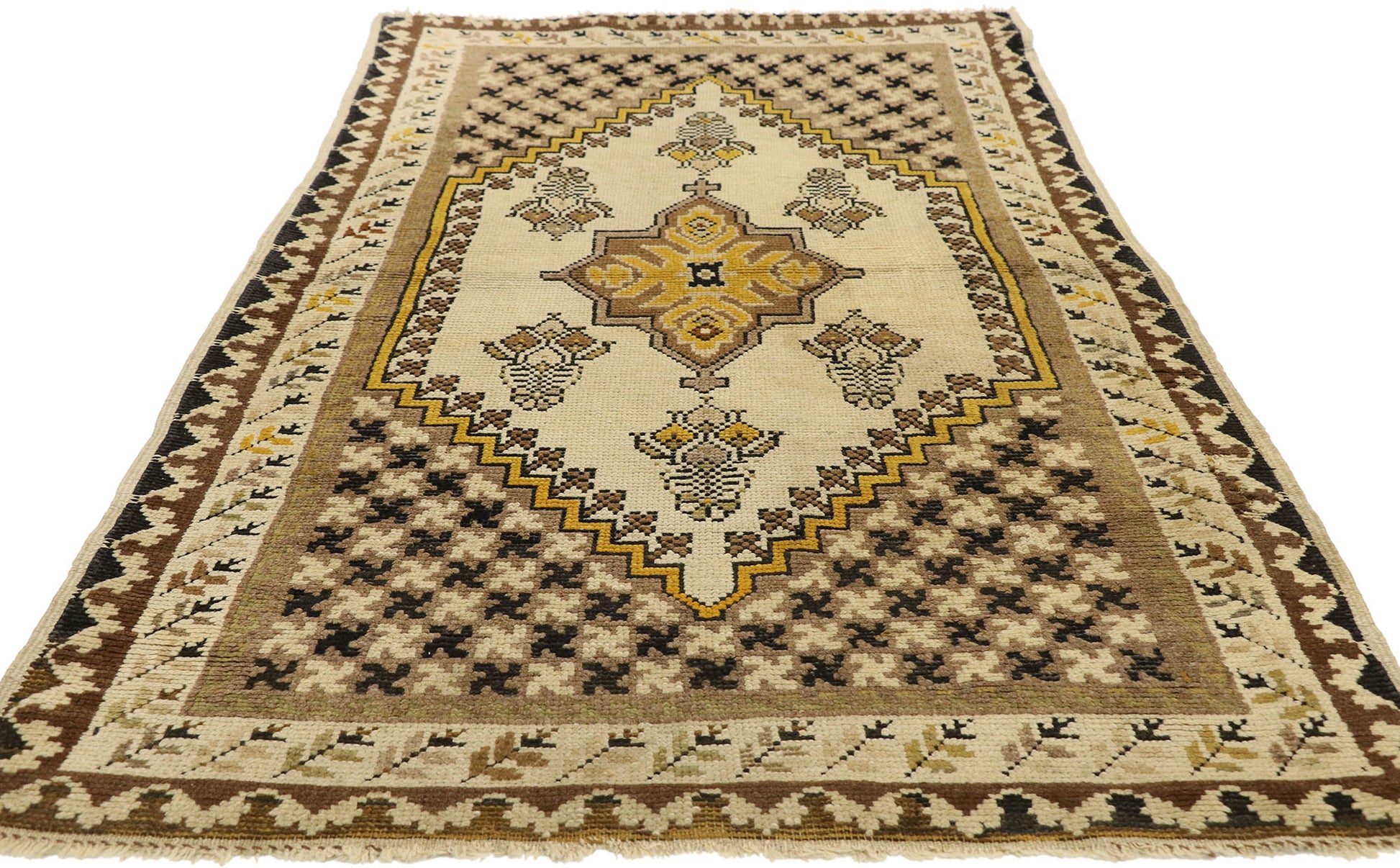 3 x 6 Vintage Turkish Oushak Rug 72261