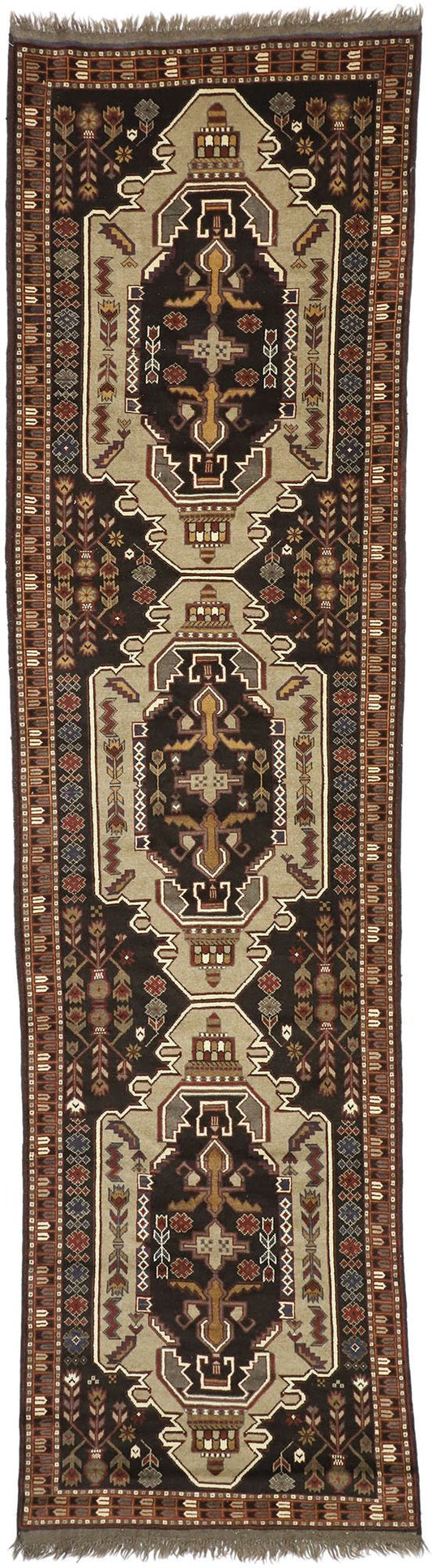 3 x 12 Antique Russian Caucasian Shirvan Boteh Runner 71046