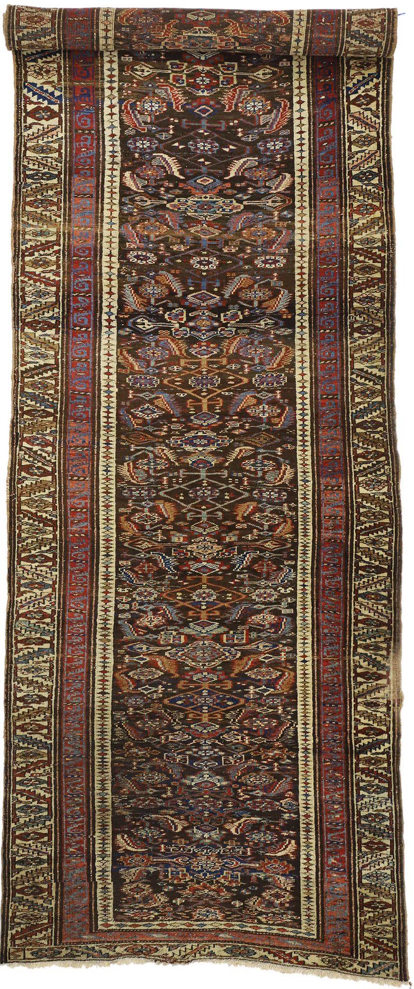 4 x 12 Antique Persian Bijar Rug 72392