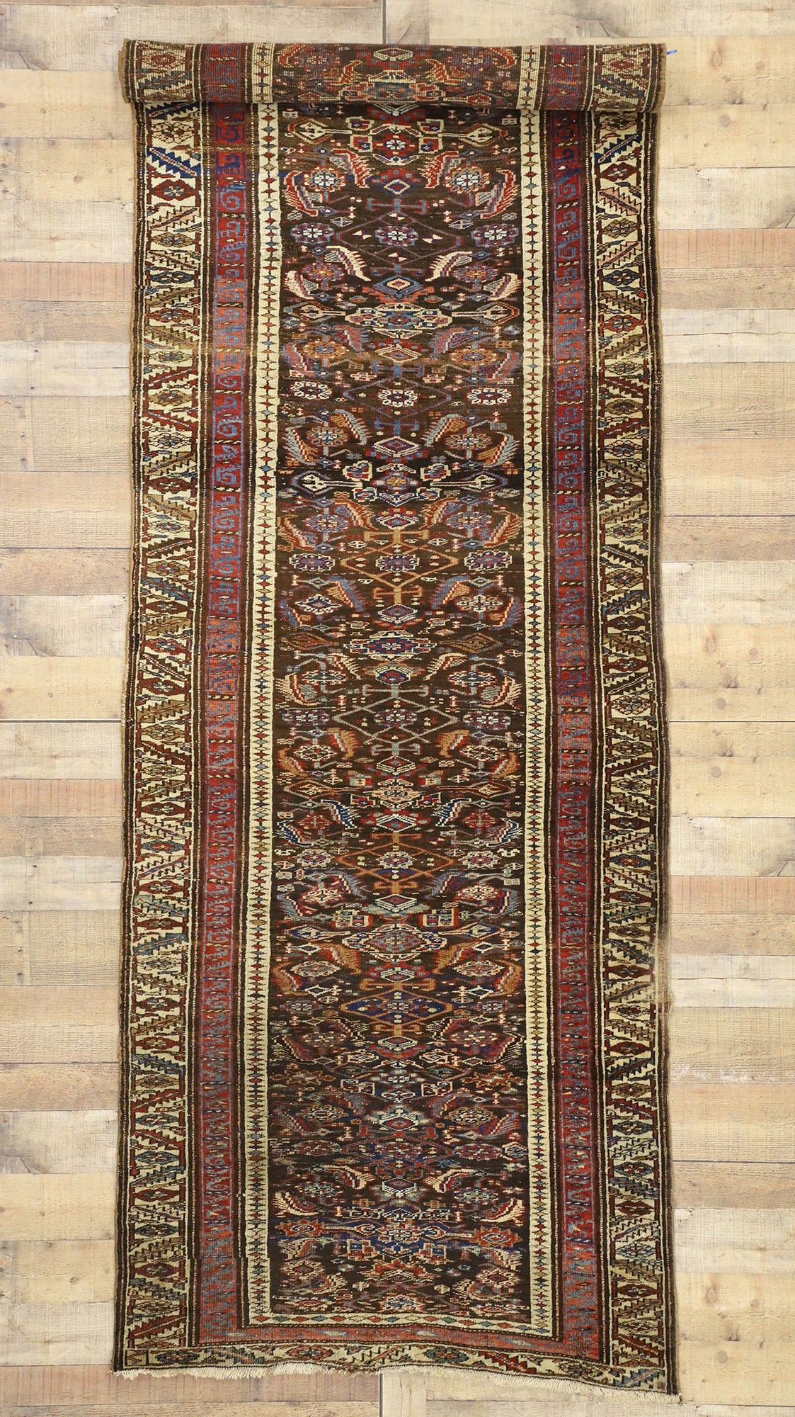 4 x 12 Antique Persian Bijar Rug 72392