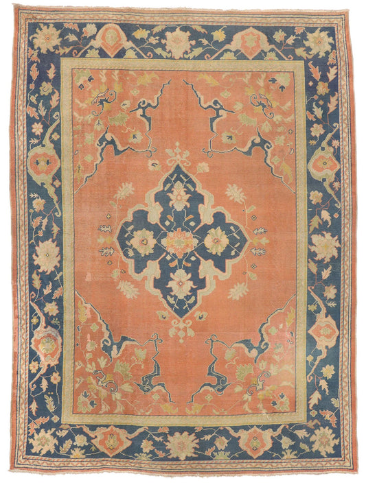 10 x 14 Antique Turkish Oushak Rug 72469