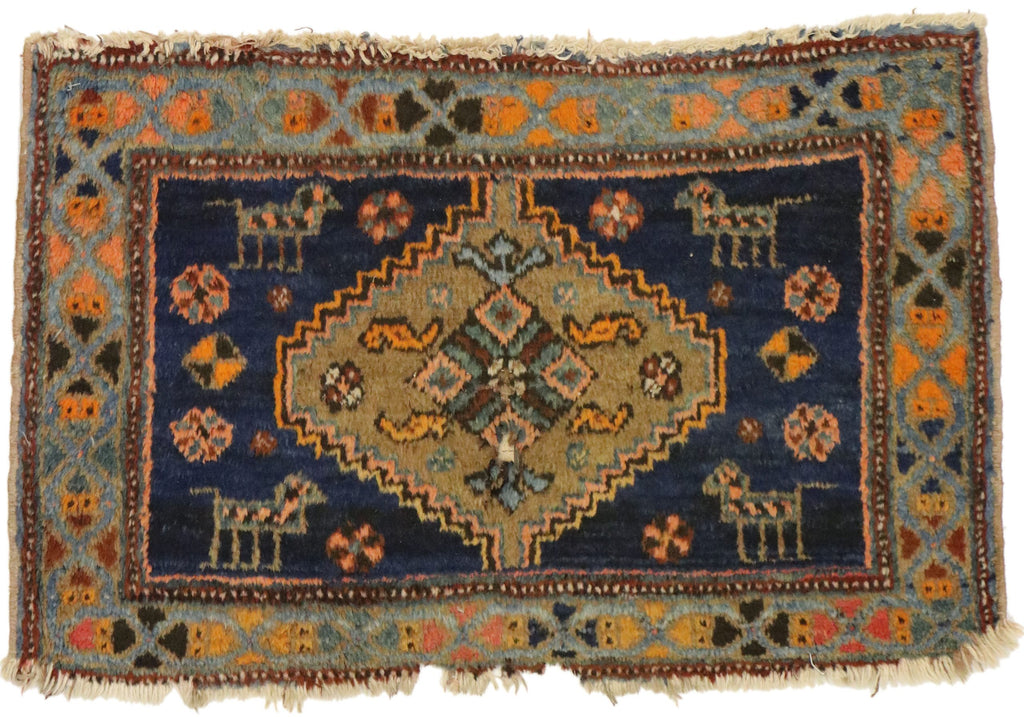 2 x 3 Antique-Worn Persian Hamadan Rug 72553