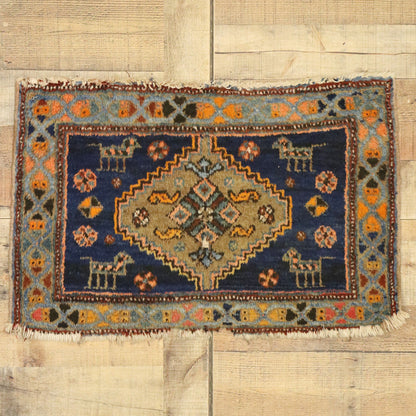 2 x 3 Antique-Worn Persian Hamadan Rug 72553