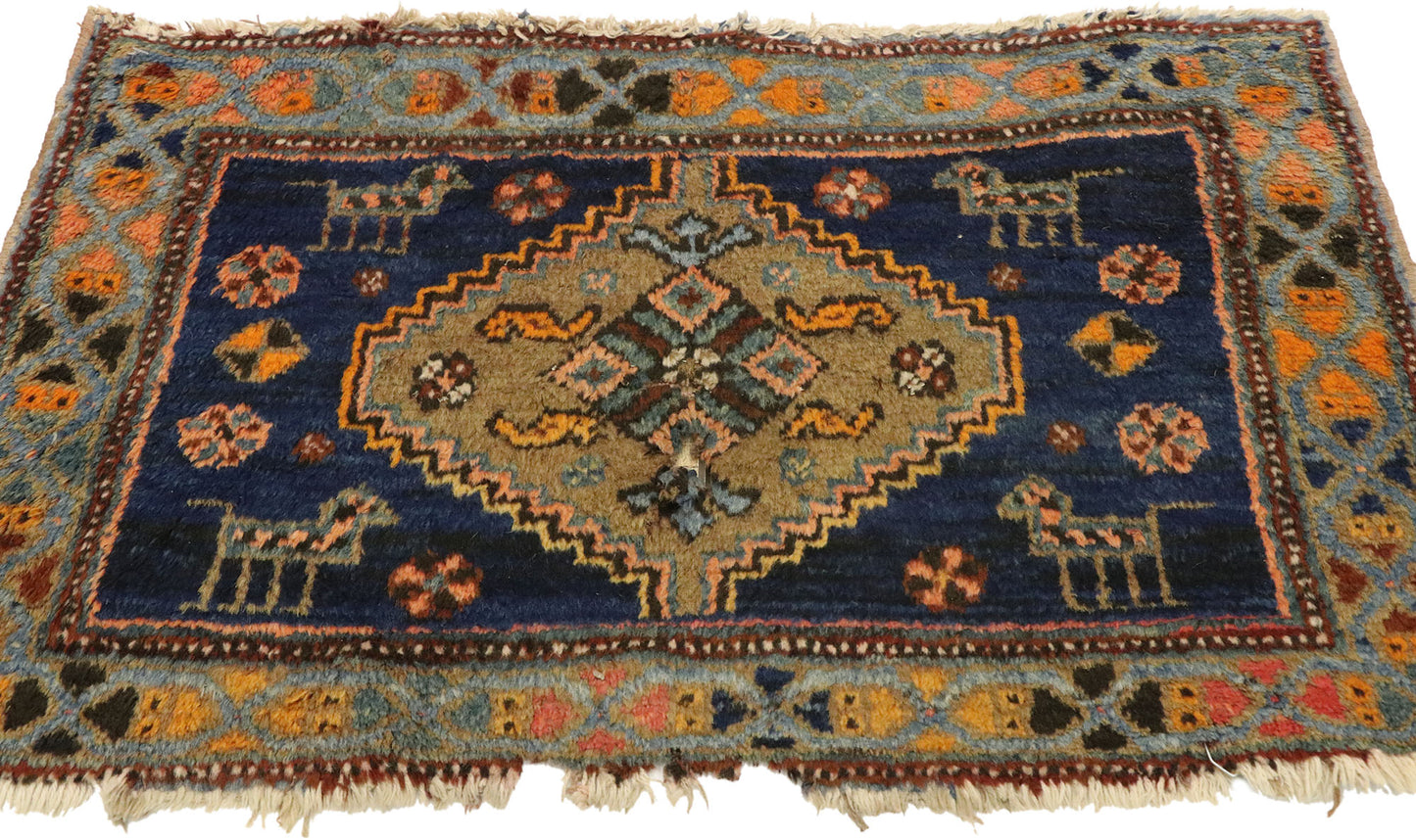 2 x 3 Antique-Worn Persian Hamadan Rug 72553