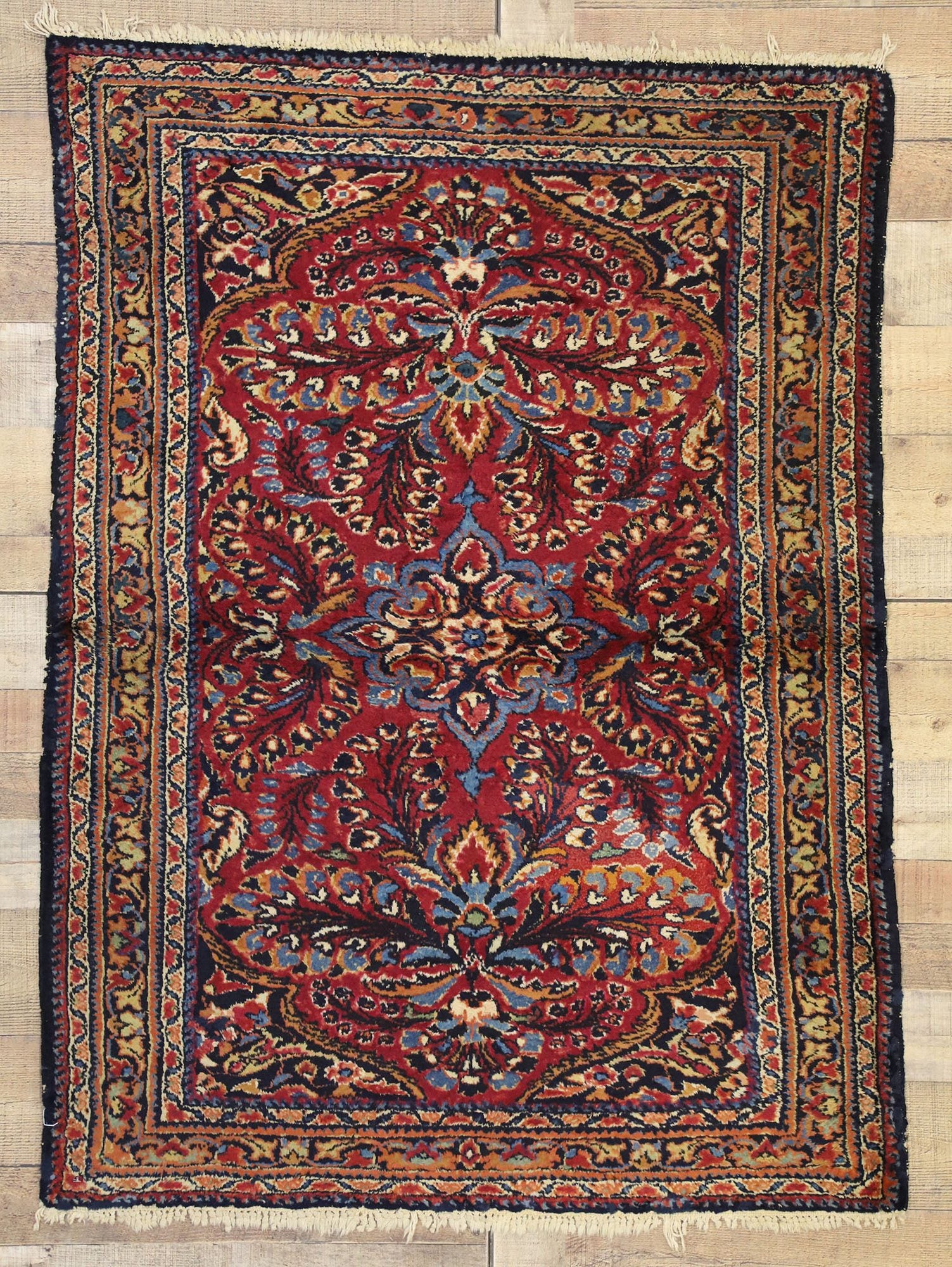 4 x 5 Antique Persian Lilihan Rug 72590
