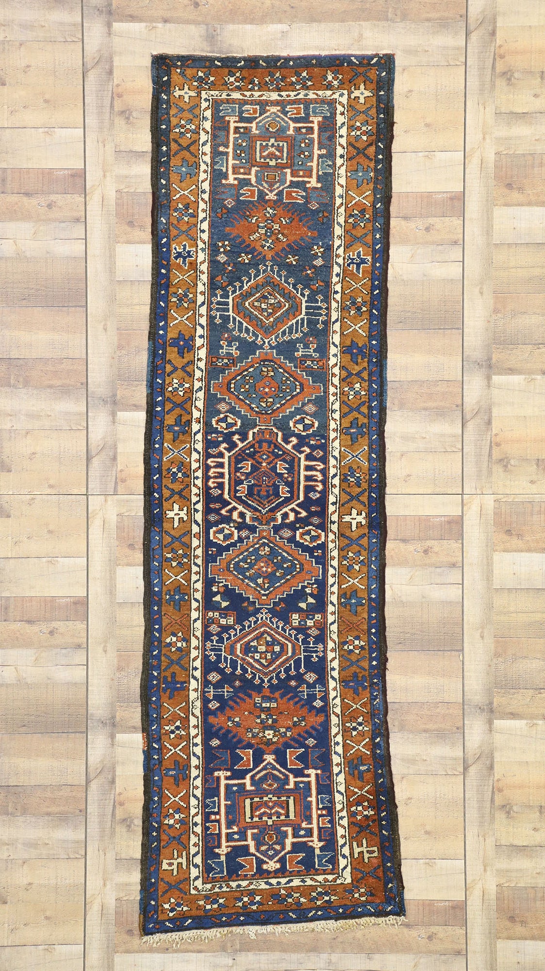3 x 9 Antique Persian Karaja Heriz Runner 72591