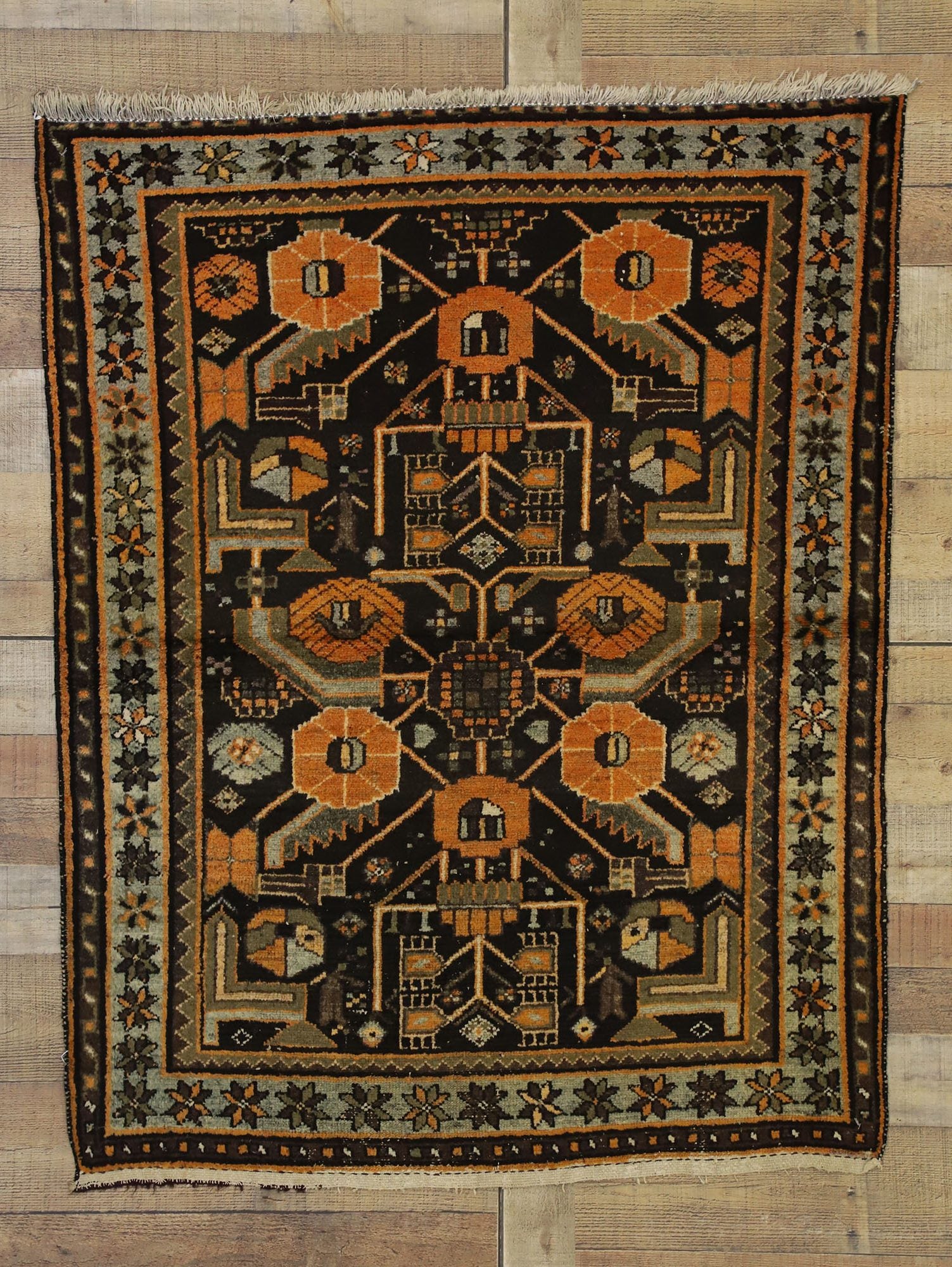 4 x 4 Antique Persian Hamadan Rug 72607