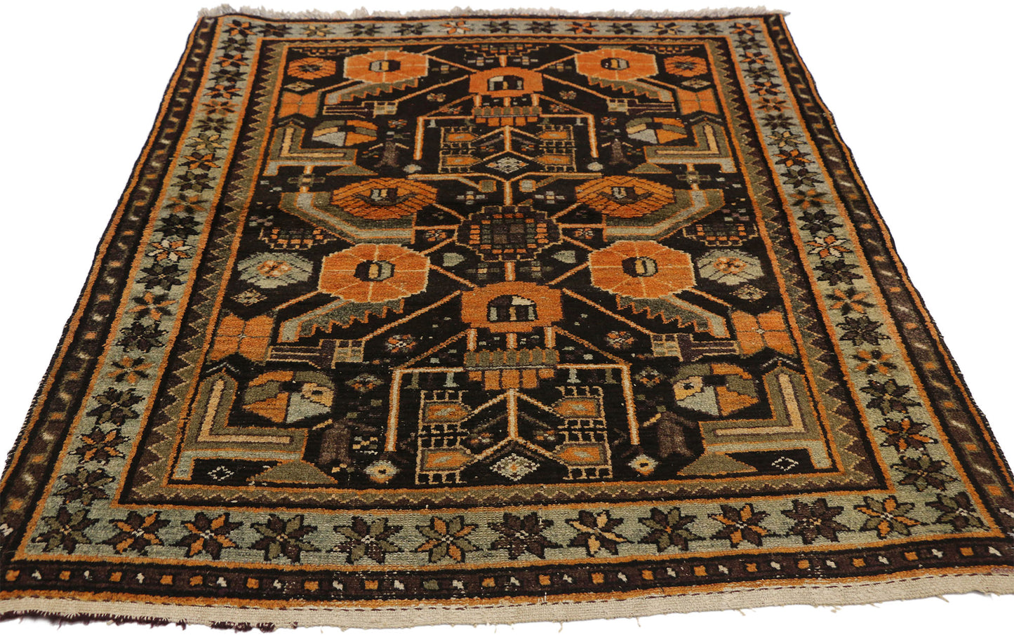 4 x 4 Antique Persian Hamadan Rug 72607