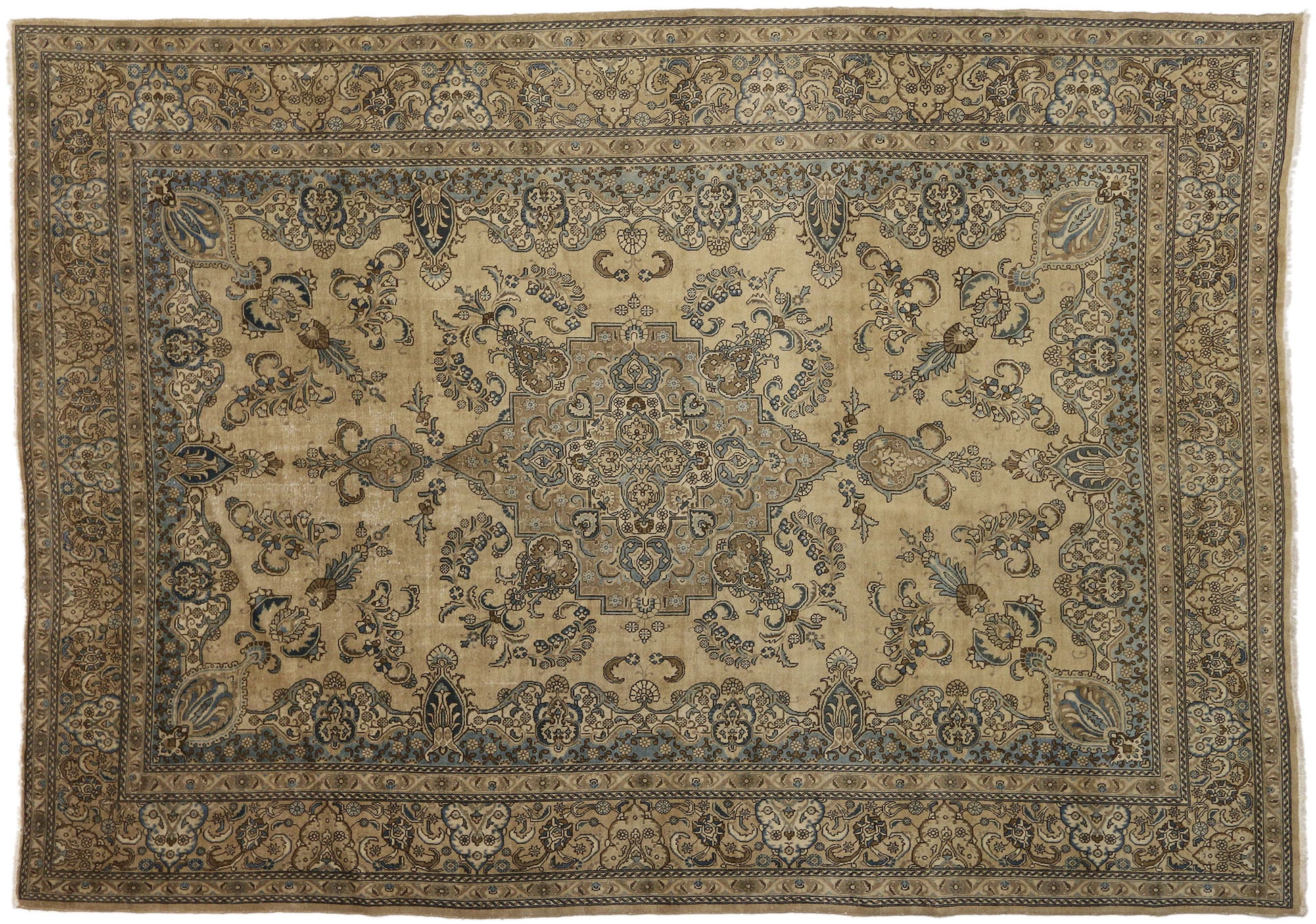 13 x 18 Antique Persian Tabriz Rug 72641