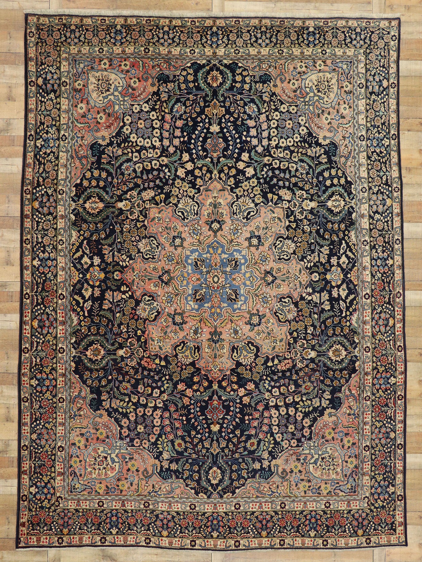 9 x 13 Antique Persian Tabriz Rug 72695