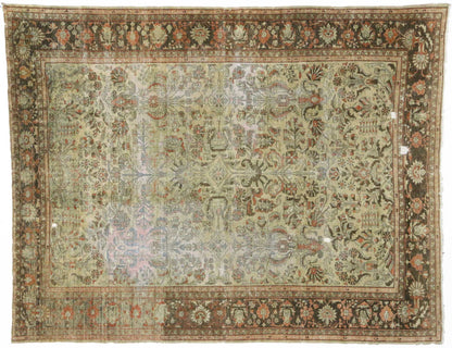 10 x 13 Distressed Antique Persian Lilihan Rug 72824