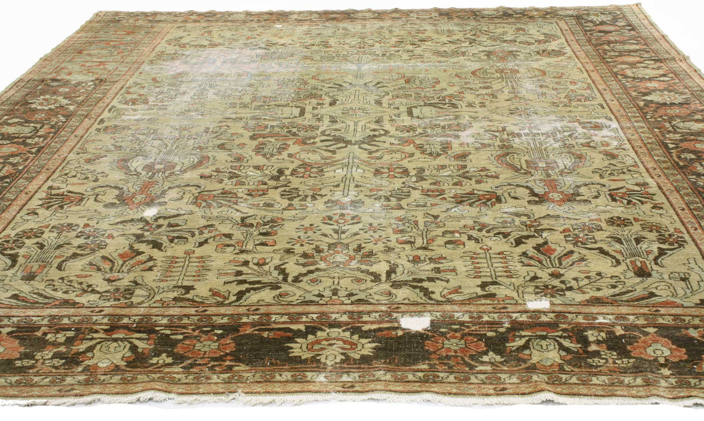 10 x 13 Distressed Antique Persian Lilihan Rug 72824