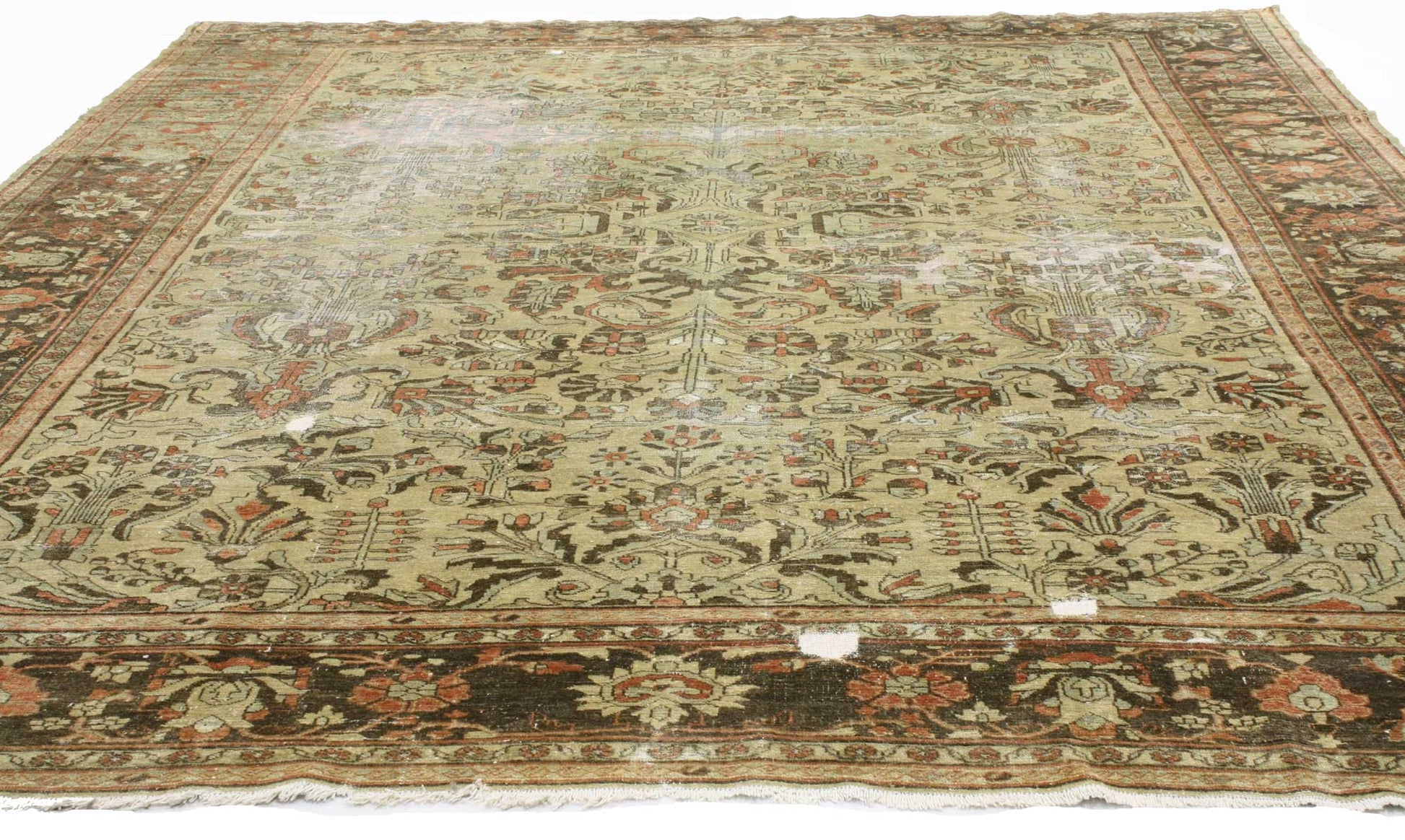 10 x 13 Distressed Antique Persian Lilihan Rug 72824