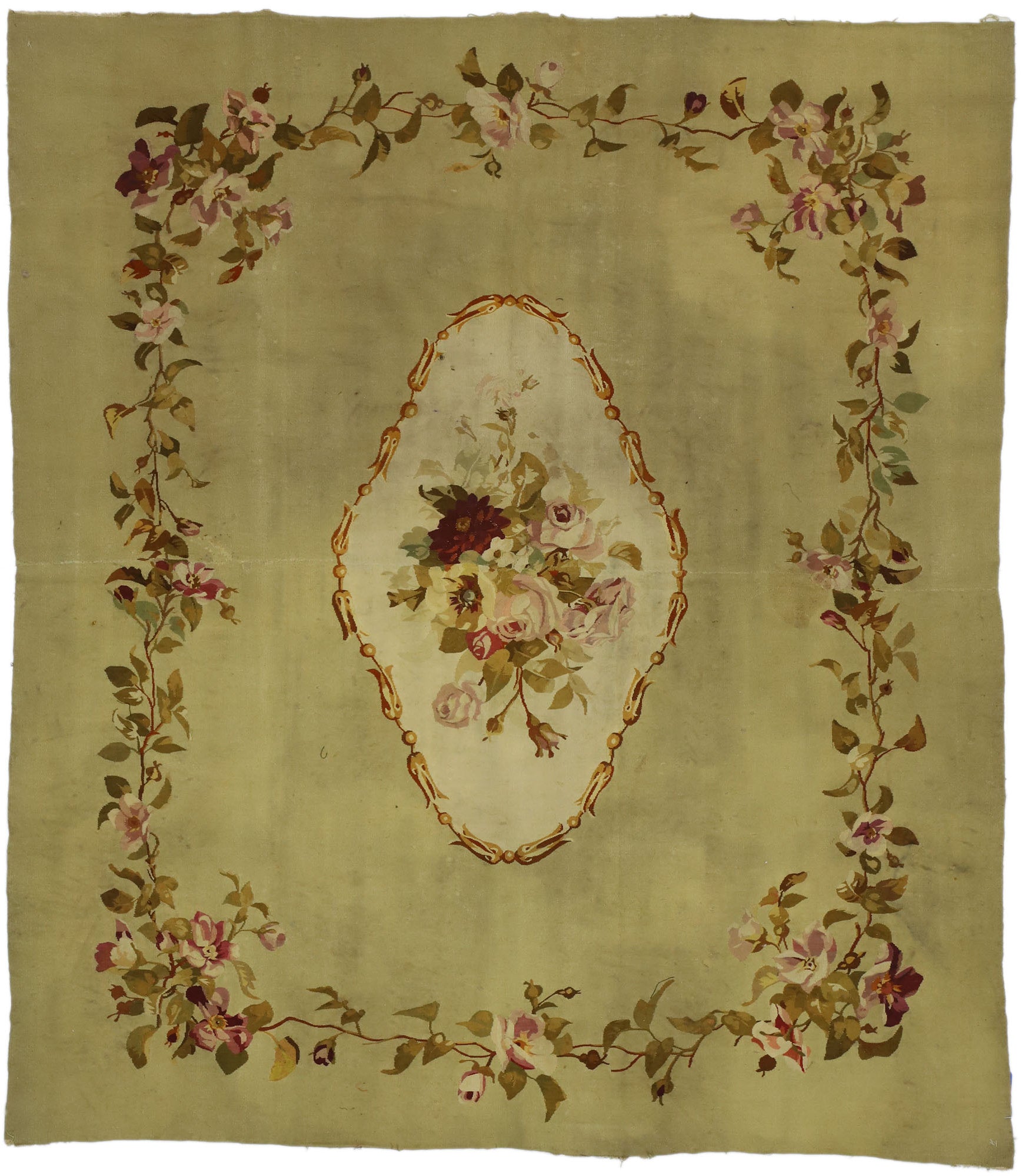 5 x 6 Antique Aubusson Rug 72862