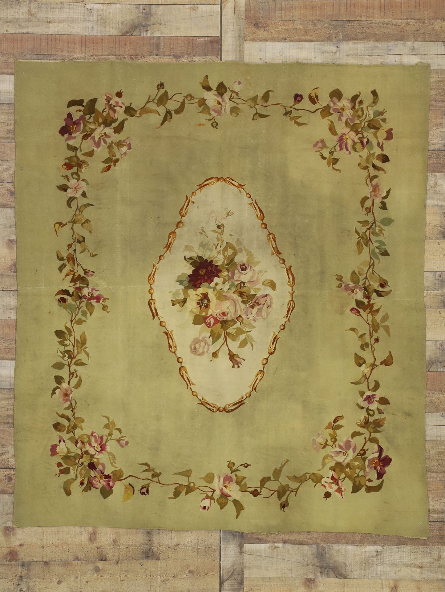 5 x 6 Antique Aubusson Rug 72862