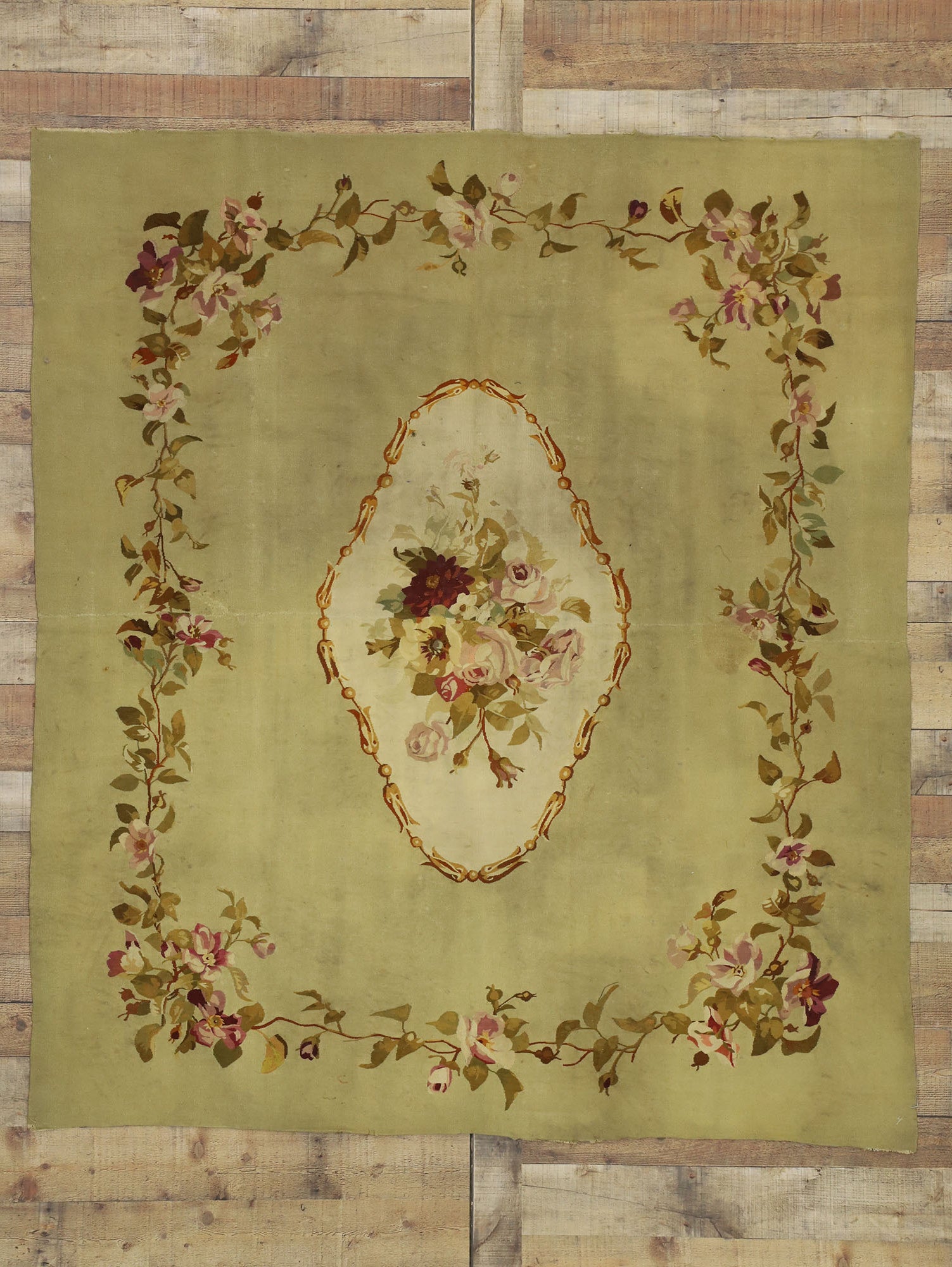 5 x 6 Antique Aubusson Rug 72862